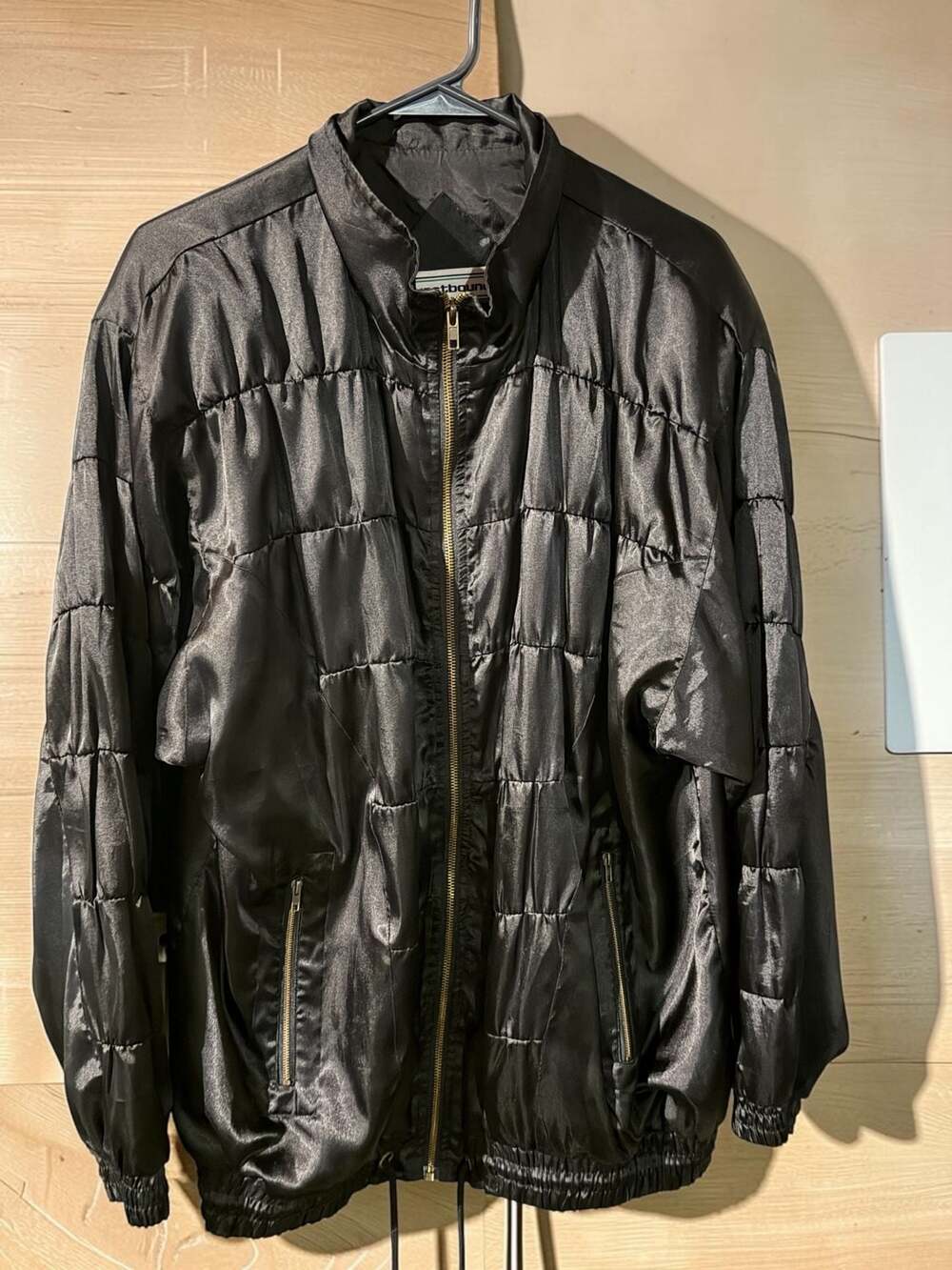 Westbound Sport Black Quilted Satin Bomber Jacket